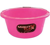 6 X Pink Mighty flex Shallow Feeder Bucket 15 Litre Durable & Reusable Wide Open Top with Strong Handle For Livestock Feeding, Gardening, Mixing, Cleaning Farm, Stable