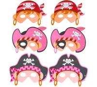 6 x Pink Pirate Masks - Party bag fillers - Fancy Dress - Hen Nights