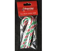 6 x plastic Christmas Candy Canes 13cm Decorations arts & crafts red white & green