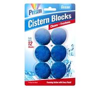 6 x Prism Ocean Toilet Cistern Blocks Foaming Toilet Cleaner with Blue Colouring Long Lasting Freshness for Limescale and Stain Control Toilet Freshener Descaler for Bathroom Home Office Commercial