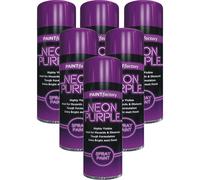 6 x Purple Neon Spray Paint All Purpose Metal Matt Finish