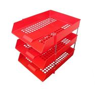 6 x Red in/Out Letter Filing Trays with Risers 16 Nos
