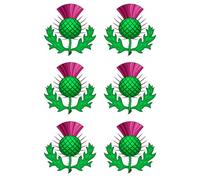 6 x Scottish Thistle Edible Wafer or Icing Cupcake Toppers St Andrew's Day Party Cake Decorations Perfect For Brownies Cookies Muffins & More! (Edible Wafer Card)