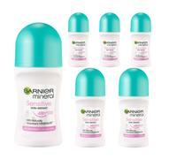 (6 x Sensitive ) 6 x 50ml Garnier Mineral Women Roll On Anti Perspirant Deodorant (6 Types)