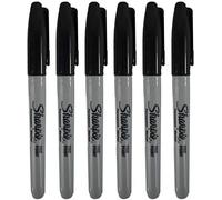 6 x Sharpie Black Fine Point Waterproof Permanent Marker Pens