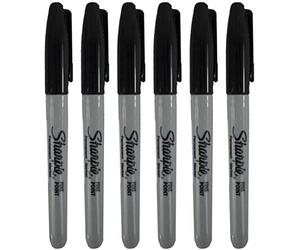 6 x Sharpie Black Fine Point Waterproof Permanent Marker Pens