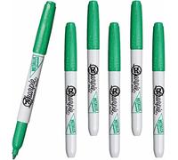 6 x Sharpie Metallic Permanent Marker Pens, Fine Point Bullet Tip Nib, Emerald Green Colour Ink, Marks on Almost Any Surface - Loose in Plain Packaging