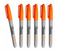 6 x Sharpie Neon Glow in the Dark Permanent Marker Pens, Fine Point Tip, Orange Colour Ink - Marks on Almost Any Surface - Loose in Plain Packaging