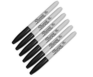 6 x Sharpie Permanent Marker Fine Point Black - NEW