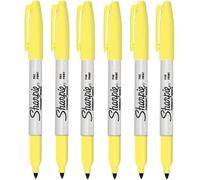 6 x Sharpie Permanent Marker Pens | Marks on Most Surfaces: Paper, Fabric, Glass, Plastic, Wood, Metal | Fine Point Bullet Tip Nib for Smooth Writing | Pastel Yellow | Loose in Plain Packaging