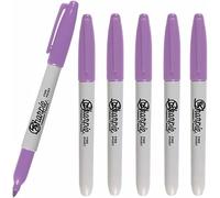 6 x Sharpie Permanent Marker Pens, Medium Point Tip | Purple/Lilac (Boysenberry) Colour Ink - Marks on Almost Any Surface - Loose in Plain Packaging