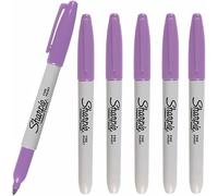 6 x Sharpie Permanent Marker Pens, Medium Point Tip | Purple/Lilac (Boysenberry) Colour Ink - Marks on Almost Any Surface - Loose in Plain Packaging