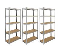 6 x Silver Racking Bay Units 5 Tier & Heavy-Duty Galvanised Steel