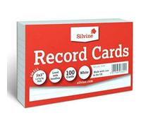 6 X Silvine Record Cards 126X77mm Ruled Pack Of 100 - Color: White