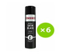 6 x Simoniz Satin Black Acrylic Car Paint Spray Aerosol 500ml Smooth Finish