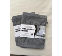 6 x Slate Grey Premium Cotton Wash Mitts Absorbent Flannel Face Glove Bath