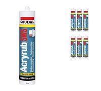 6 x Soudal Acryrub SWS Sealant Premium Paintable Elastic Acrylic Decorators Filler