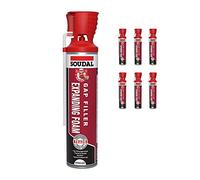 6 x Soudal Genius Gun Gap Filler Expanding Foam 600ml PU Polyurethane Foam Can