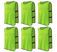 6 X Sports Training Mesh Bibs, Football & Soccer Bibs for Kids (Green)