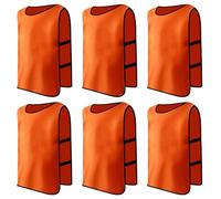 6 X Sports Training Mesh Bibs, Football & Soccer Bibs, Scrimmage Vests for Kids (Orange)