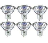 6 x STATUS 20W 12V Dichroic MR11 GU4 Halogen Lamp, Low Voltage Dimmable Reflector GU 4 Spot Light Bulbs, Cool Beam, 3 Years Life, 30° Beam Angle/ Flood