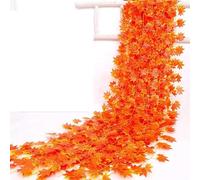 6 x Strands 42ft Long 12 metre Artificial Maple Ivy Silk Fake Vine Wall Hanging Party Decoration Wedding Garland Autumn Maple Leaves Garden Home Foliage Plants