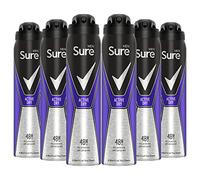 6 x Sure Men Active Dry 48H Anti-Perspirant 250ml