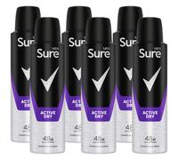 Sure Men Anti Perspirant 48H Protection Active Dry Deodorant, 6 Pack, 150ml