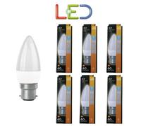 6 X Tcp Candle Led Light Bulb Warm White 7.5W Bc B22 Long Life Equiv 60W 2700K