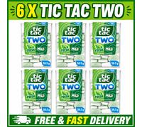6 X TIC TAC TWO SPEARMINT/STRAWBERRY & LIME 38.5G SMALL HARD SUGAR SWEETS MINTS