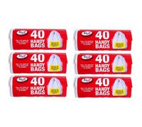 6 X Tidyz 40 Handy Bags Shopping Extra Strong 15L Pedal Bin Liner Tie Handle
