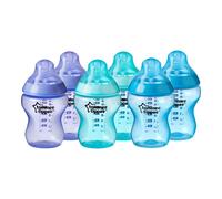 6 x Tommee Tippee Closer to Nature Baby Bottles Breast-Like Teat 260ml Blue