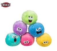 6 X TRIXIE PLUSH ASSORTED RECYCLED MATERIAL SQUEAKY DOG PUPPY PLAY TOY BALL 10CM