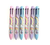 6 x Unicorn Pens. 6 Colours Per Pen (Biro) Ideal Low Cost Unicorn Themed Party Bag Filler / Class Gift