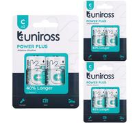 10 x Uniross C Power Plus Alkaline Batteries LR14 R14 MX1400 AM2 L14 E93 MN1400