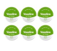 6 x Vaseline Lip Therapy Aloe Vera 20g Tin - Hydrating Lip Balm with Petroleum Jelly, Refreshing Moisture for Dry Lips, Travel Friendly Pocket Size
