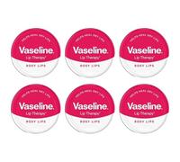 6 x Vaseline Lip Therapy Rosy Lips 20g Tin - Tinted Lip Balm with Petroleum Jelly, Moisturising Care with Natural Pink Shine, Compact Pocket Size