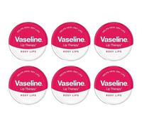 6 x Vaseline Rosy Lips Lip Therapy 20g Tin - Original, Aloe Vera, Cocoa Butter & Rosy Lips, Intensive Moisturising Lip Balm for Dry Lips, Pocket Size Petroleum Jelly Lip Care