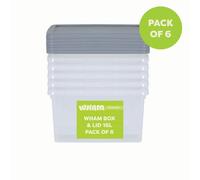 Wham Box 6x16L Stackable Plastic Storage Box & Lid in Clear Wham Clear