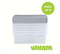 Wham Box 6x23.5L Stackable Plastic Storage Box & Lid in Clear | Size: Large Wham Clear L