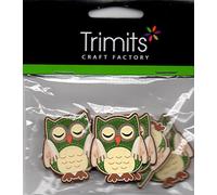 6 x WOODEN OWLS BY TRIMITS SELF ADHESIVE EMBELLISHMENTS 2295