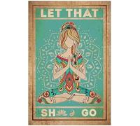 6"x8" Yoga Poster Let That Sht Go Bedroom Living Room Office Tin Metal Sign Wall Art for Home Bathroom Decor