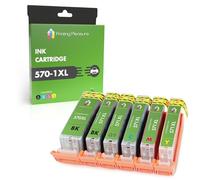 6 XL (FULL SET) Compatible PGI-570XL CLI-571XL Ink Cartridges for Pixma MG7750 MG7751 MG7752 MG7753 TS8050 TS8051 TS8052 TS9050 TS9055 - Large Black/Black/Cyan/Magenta/Yellow/Grey, High Capacity