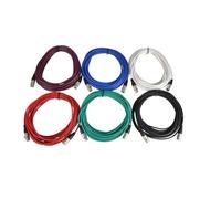 6 XLR Microphone Cables 10m Length 3 Pin- Black, Red, White, Purple, Blue & Green