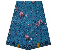 6 Yards African Polycotton Wax Print Fabric, Floral Pattern for Sewing, Dresses, Shirts, Trousers, Bags, Craft Material, 45" Inch Wide, 6 Yards Piece (5.4m Long x 1.2m Wide)