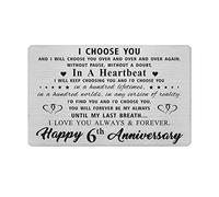 6 Year 6th Anniversary Card Gifts for Men Him Her, Sixth 6 yr Best Anniversary Wedding Engraved Wallet Card Inserts Gifts for Husband Wife