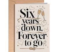 6 Year Anniversary Card for Husband or Wife, Six Year Anniversary Wedding Card for him or her, 6 Year Anniversary Card for Girlfriend or Boyfriend, Romantic Happy 6th Anniversary Cards for Couple