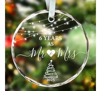 6 Year Anniversary Ornament 2025, 6th Anniversary Wedding Gifts for Couple, 3" Glass Keepsake Valentines Gifts for 6th Wedding Anniversary Christmas Ornaments 2025