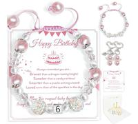 6 Year Girl Birthday Gift, Adjustable Girls 6th Bracelet with 3D Card And 2 Keychains as 6th Birthday Gifts for Six-Year-Old Girls, Six Year Old Girl Birthday Gifts for Daughter Niece Granddaughter