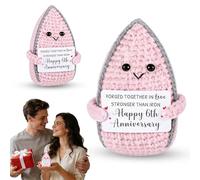 6 Year Iron Anniversary Crochet Gifts for Him Her, Iron Anniversary Wedding Gift for Husband Wife Boyfriend Girlfriend, Happy 6th Aniversario Handmade Positive Crochet, 6 Year Aniversario Day Gifts